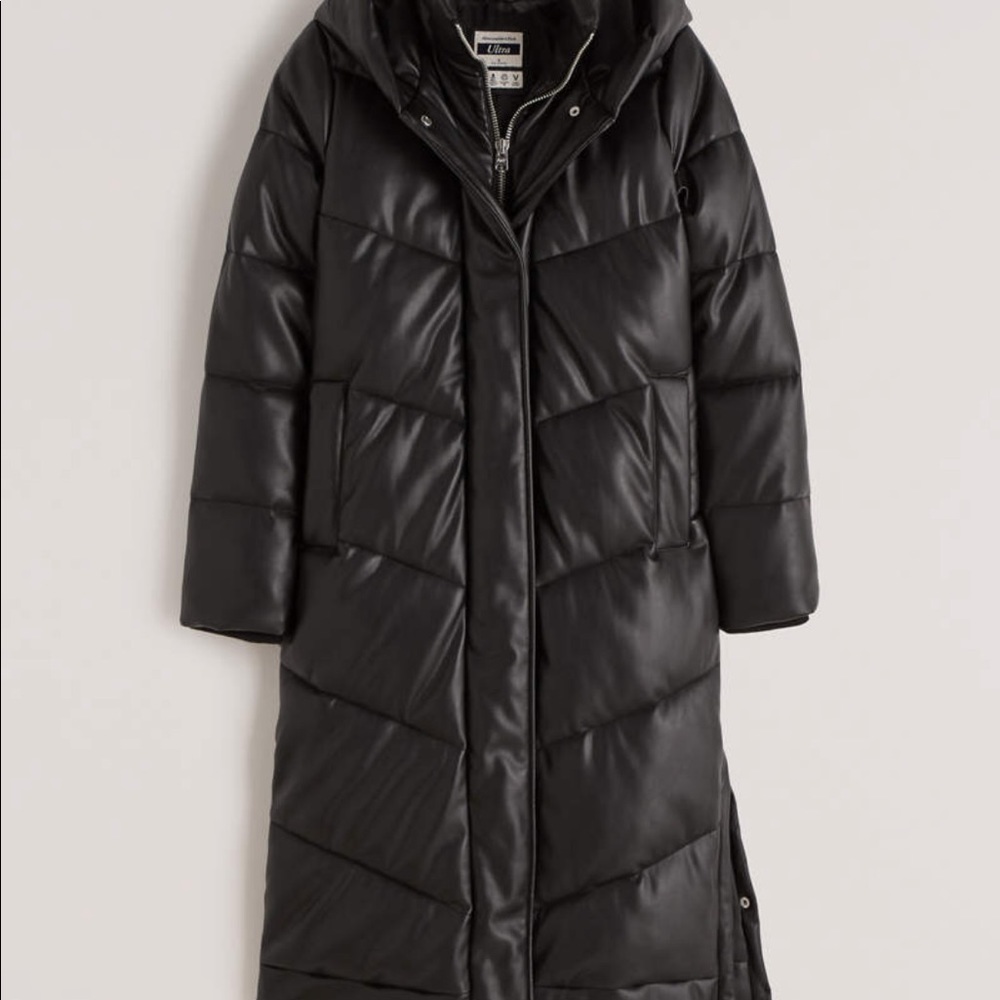 A&F Vegan leather ultra long puffer